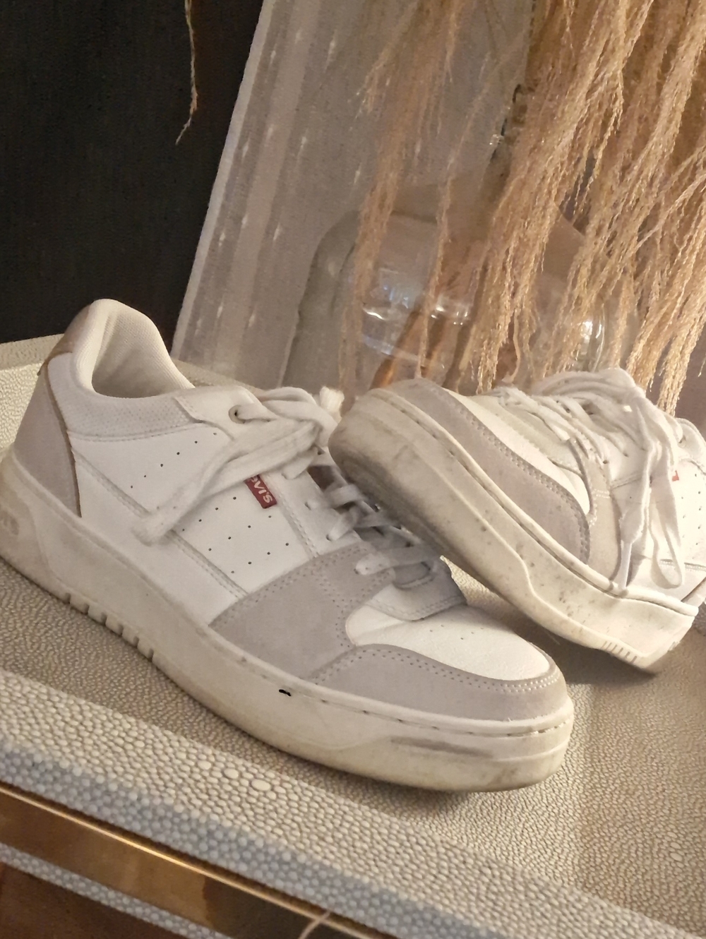 Levi's White and Light Gray Low-Top Sneakers